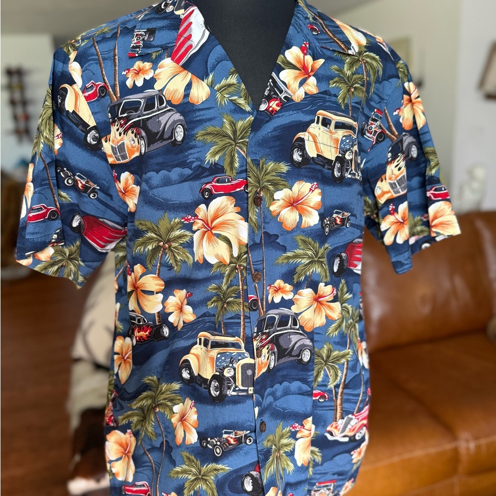 🌺 RJC Tropical Car Print Hawaiian Shirt - Blue